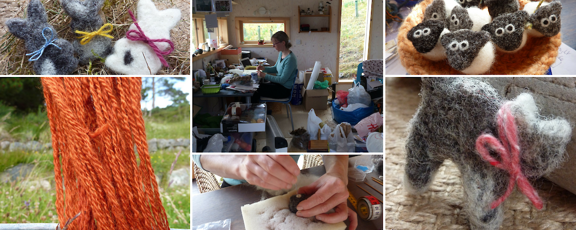 Andrea Kant needle felting at her workshop in Clashnessie