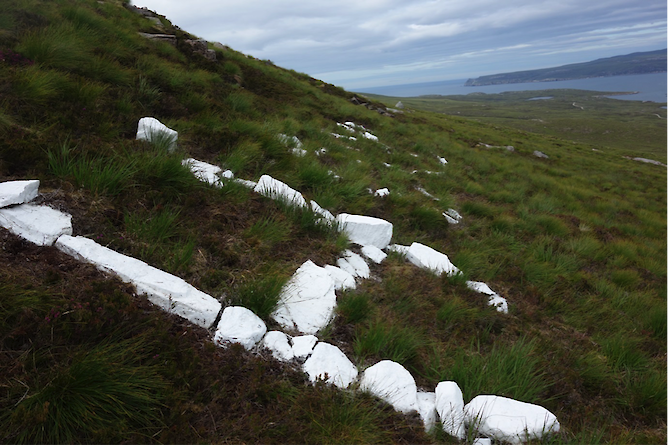 Hood Stones, daubed in white