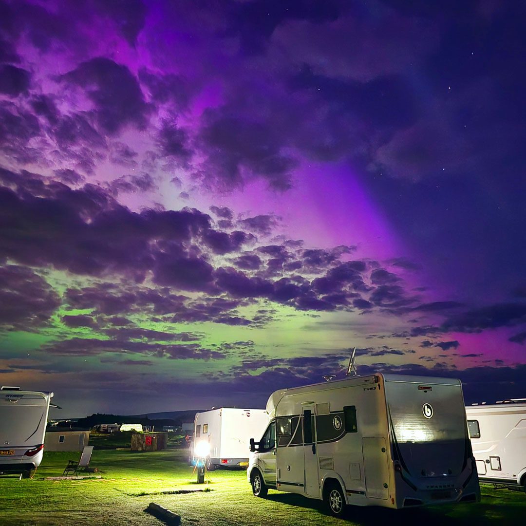 An Aurora over Dornoch Caravan Park in Sutherlnd, Scotland