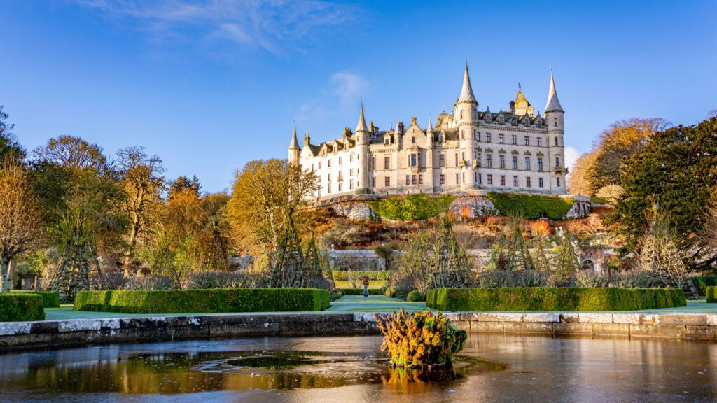 Romantic Fairytale scene of Dunrobin Castle and Gardens near Golspie. North Coast 500, Highlands