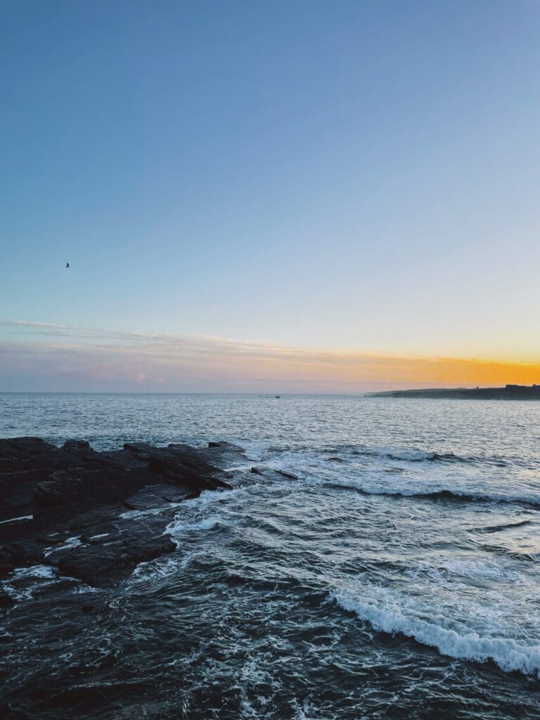 Wick Harbour at sunset. 
