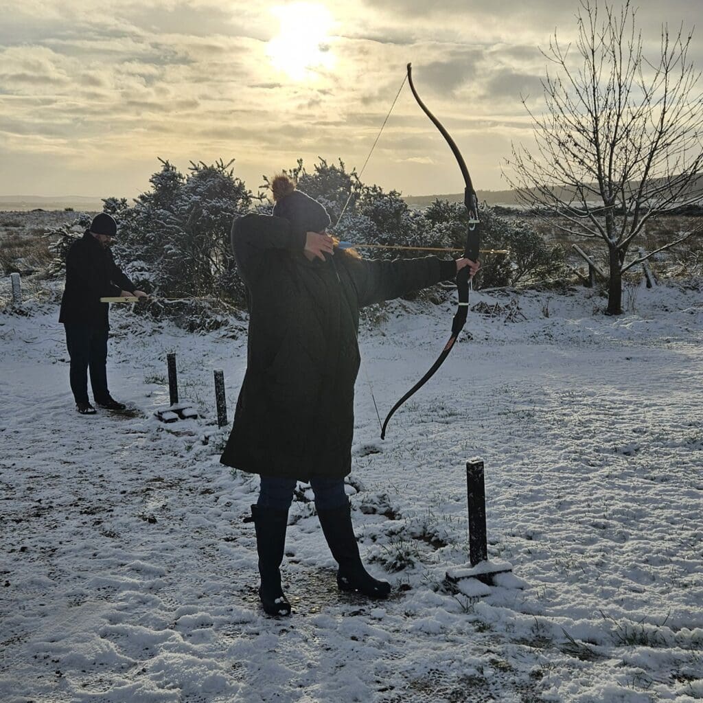Archery outdoor experience in Winter in Dornoch, Sutherland, North Highlands