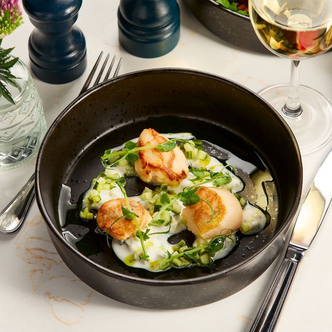 A seafood dish at the Golden Gorse, Dornoch Station Hotel, East Sutherland, North Highlands