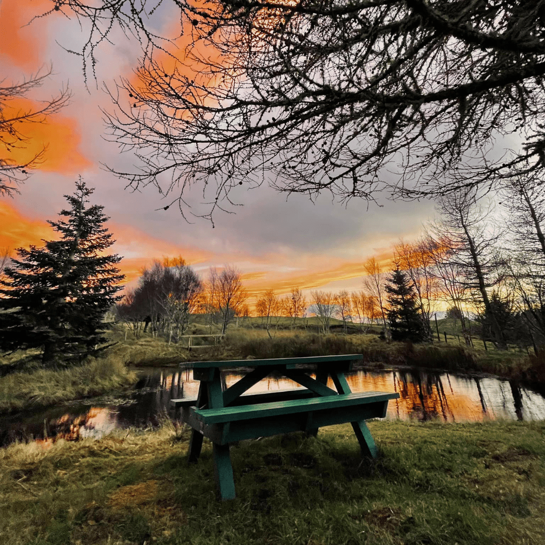 Sunset over the lake at Farlary Footpaths, Rogart, Central Sutherland, North Highlands