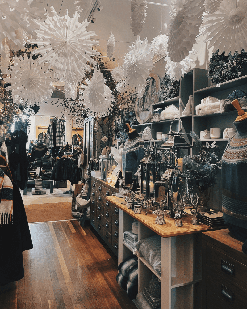 Jail Dornoch set up for Christmas, with Christmas decorations out for sale. Located in Sutherland, Scotland.