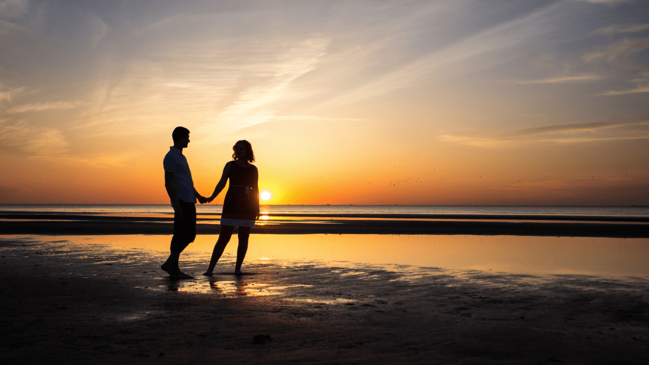 Romantic couple on beach, Caithness and Sutherland, North Highlands