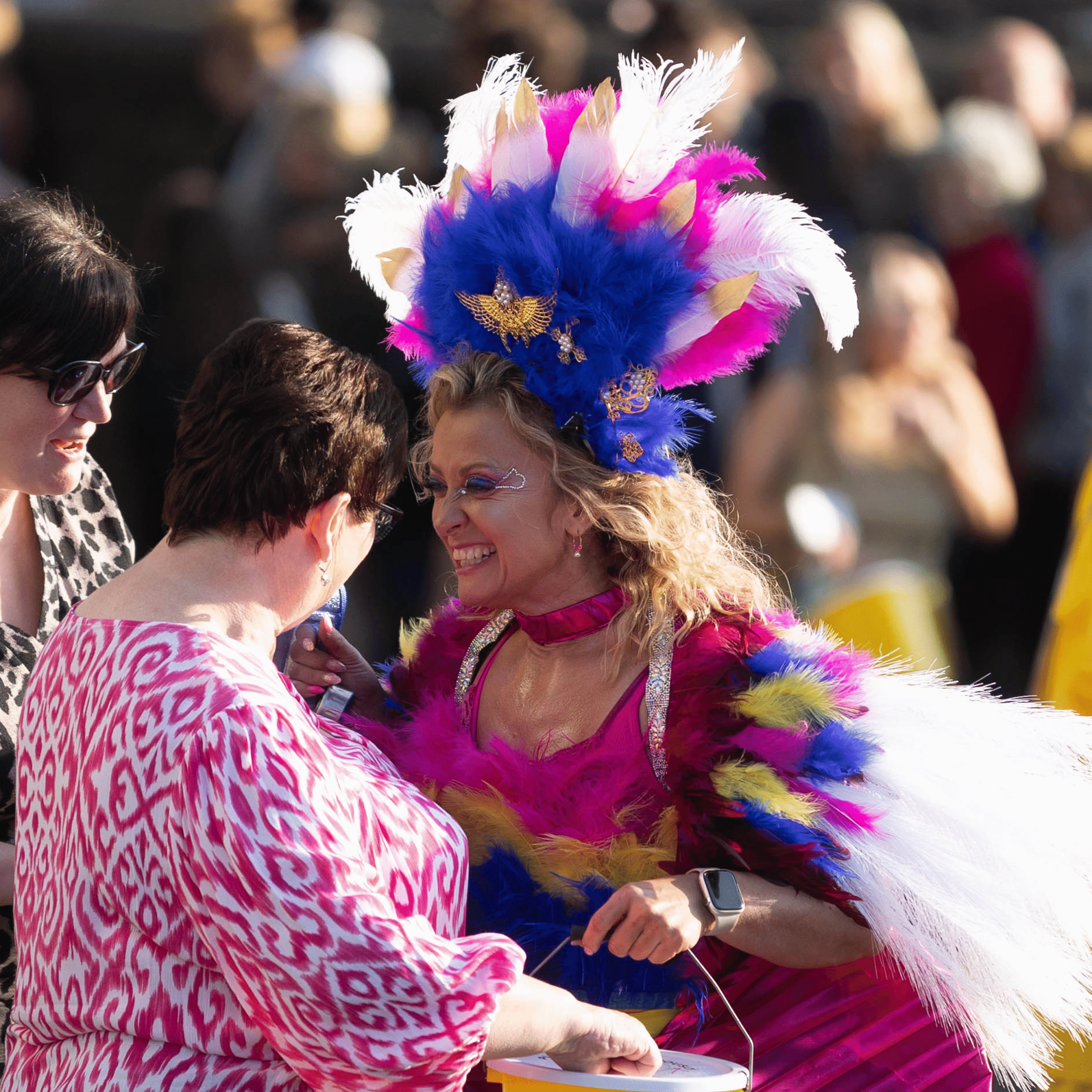 A woman dressed up collecting money for charity in the Wick Gala, in Caithness