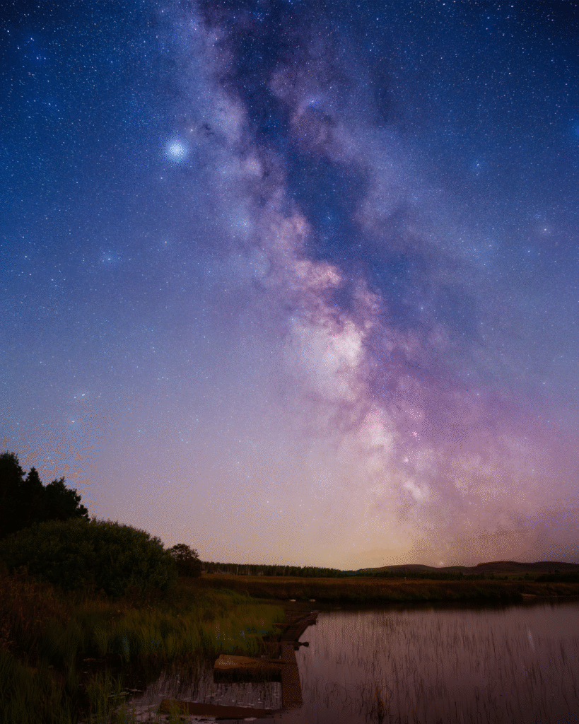 The milky way seen at night over the North Highlands.