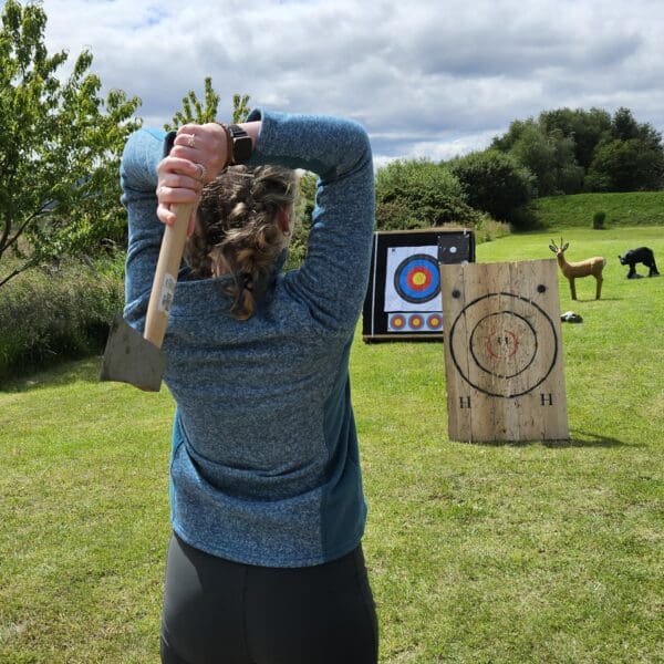 Axe throwing activity with Connell Outdoor Pursuits in Dornoch, North Highlands