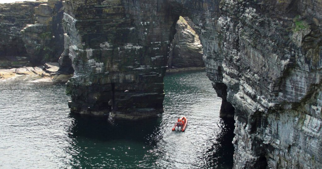 A boat trip through the stacks and headlands on the Caithness Coast, North Highlands, where visitors can learn all about local wildlife and history.