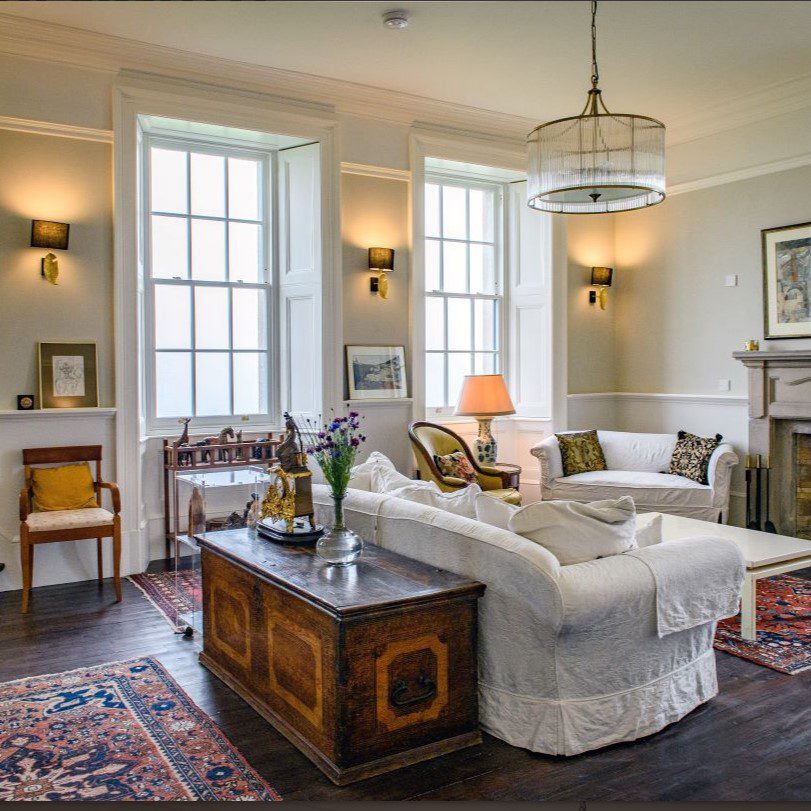Living room interior at House of the Northern Gate Estate, Dunnet Head, Caithness, North Sutherland