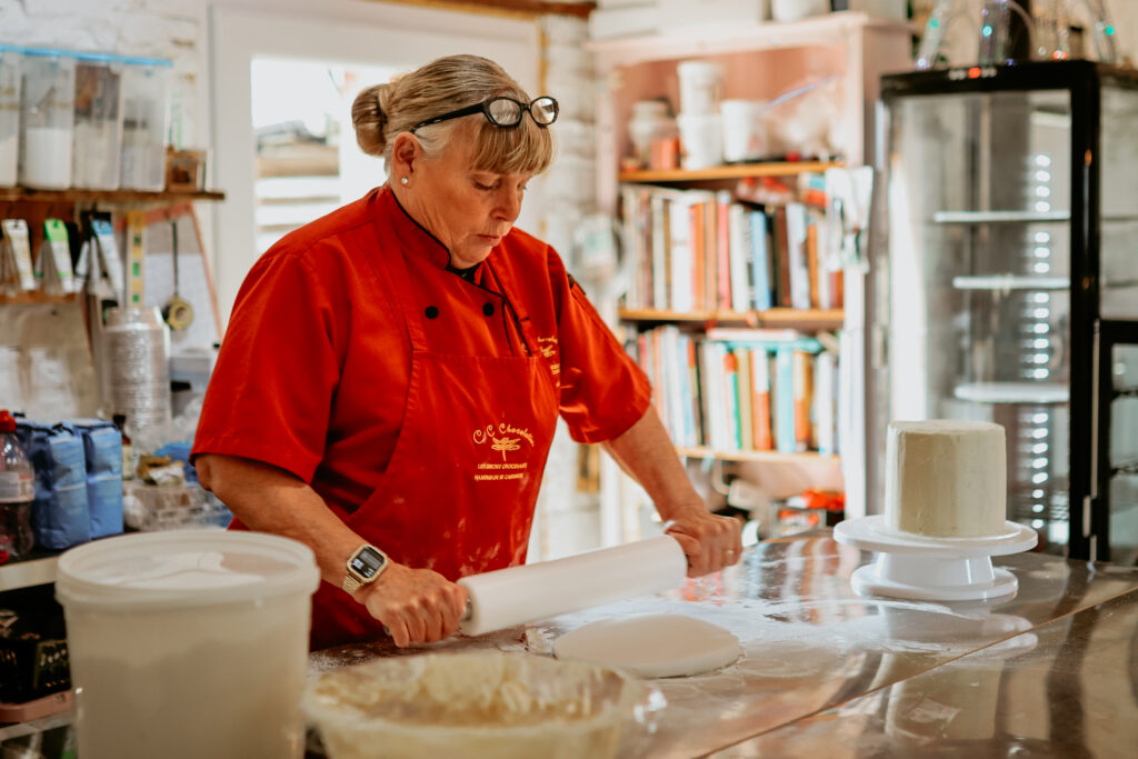 Mandy Boydell, owner of CC Chocolatier creating artisan sweet treats in Bower, North Highlands.