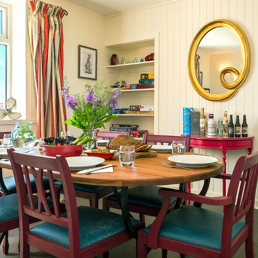 Dining room at The Lighthouse Keeper's Cottage, Noss Head, Wick, North Sutherland. Unique accommodation in the North Highlands