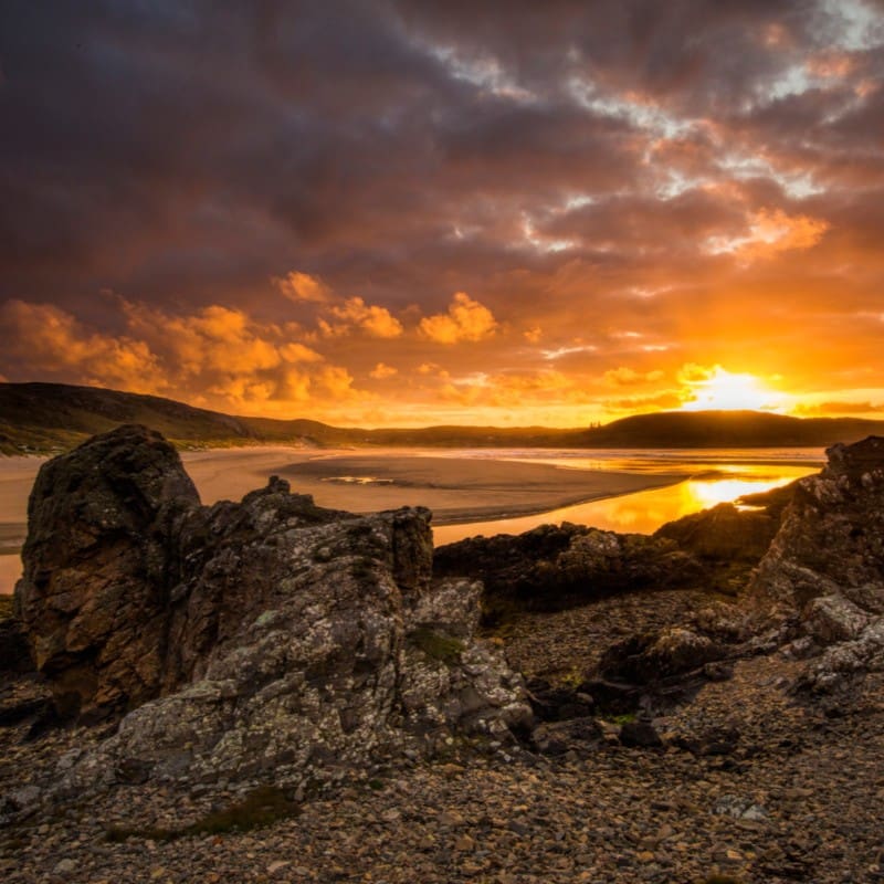 A beautiful Highland Beach Sunset at Torrisdale Bay