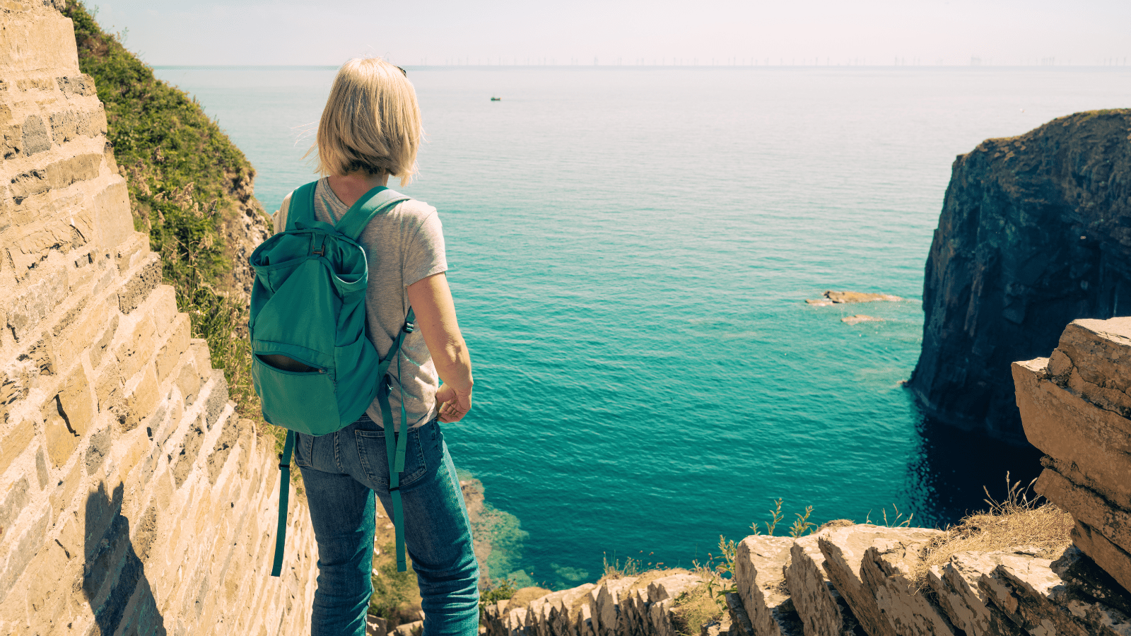 Coastal walk at Whaligoe Steps, Caithness East, North Highlands on the North Coast 500