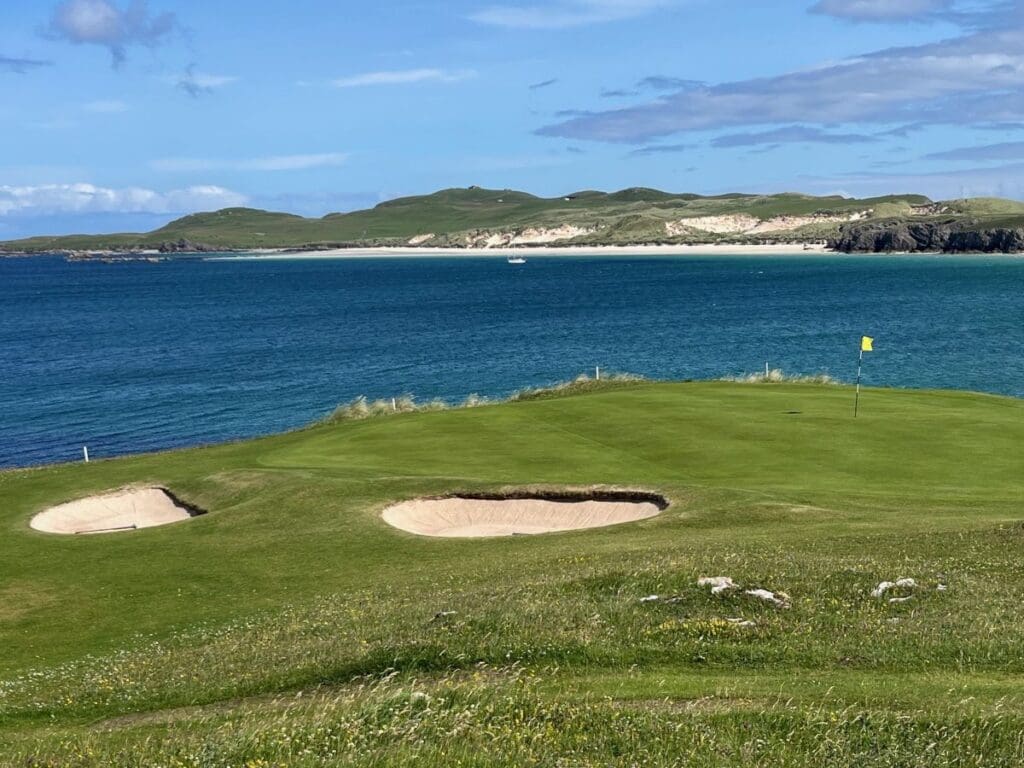 A view of Durness Golf course, with a view of the sand dunes and the sand pits, Sutherland, North Highland
