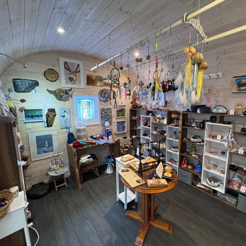 Oldshoremore Retreats Craft Shop in the North West Highlands selling local artists' produce on NC500