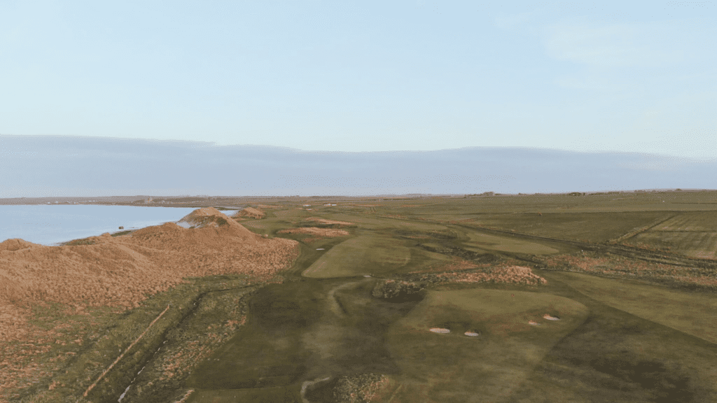 The sand dunes between Wick Golf Course and the beach, with the sand pits in the course in the foreground, in Reiss, Caithness, North Highland