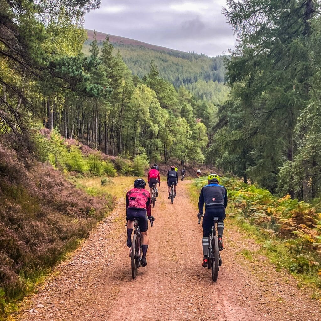 A group exploring the trails of the North Highlands by guided bike tours