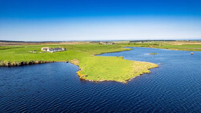 An aerial view of North Yarrows Cottage, one of the cottages belonging to Thrumster House, along the North Coast 500