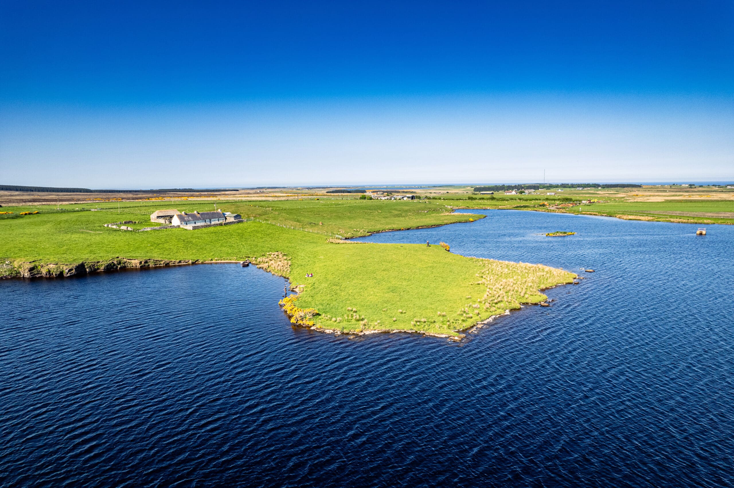 An aerial view of North Yarrows Cottage, one of the cottages belonging to Thrumster House, along the North Coast 500