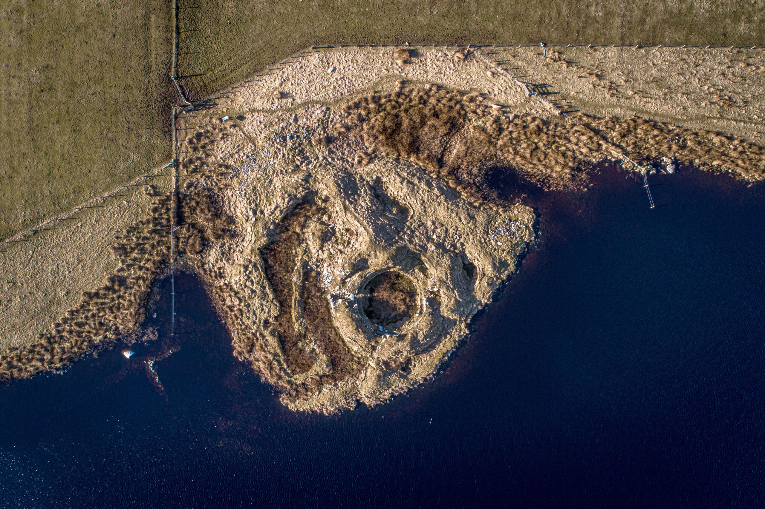 An birds eye view of Yarrows Broch, near Thrumster, Caithness, along the NC500