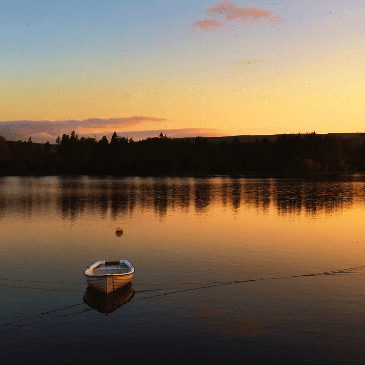 The view of the Loch Shin at Sunset in Lairg, Central Sutherland